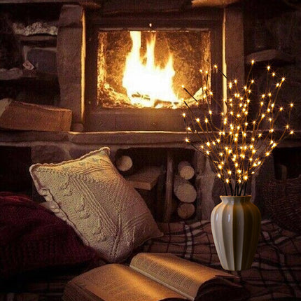 Vanthylit Set of 2 3PK 30" Brown Lighted Twig Stakes 120 Warm White Pathway Light for Outdoor and Indoor (Vase Excluded)