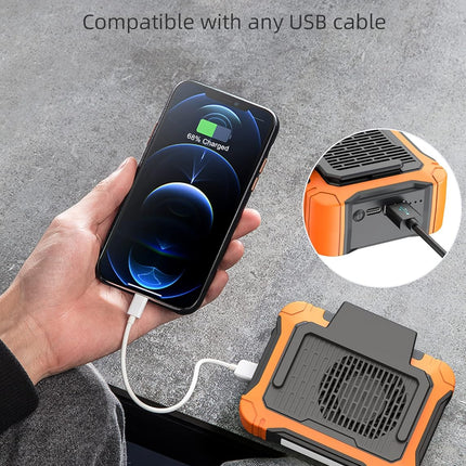 Koonie 10000Mah Waist Clip Fan With Solar Panel, 30H Working Time, Personal Led Light, Battery Powered Belt Fan, Strong Airflow