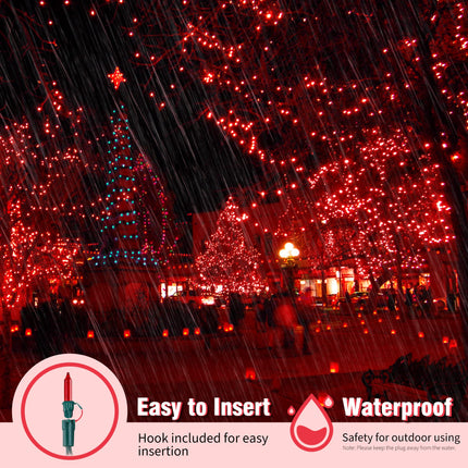 Christmas Lights Indoor Outdoor, 2PACK 13FT 50-count Lights Incandescent Mini Halloween String Light, 120V UL Green Wire Lights for Xmas Tree, Patio, Holiday, Party, Home, Garden Decor,Red