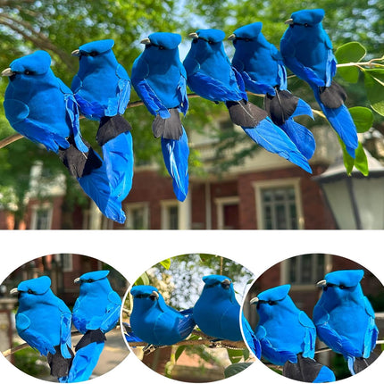 LWINGFLYER 2PCS Blue Artificial Birds Realistic Feather Bird Clip on Christmas Tree Ornaments for Wreath Crafts Wedding Decor Garden Home Decoration