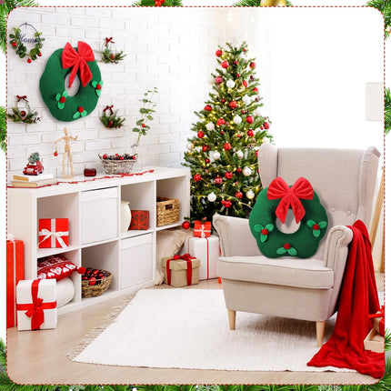 Marsui Christmas Wreath Pillow 13 Inch Soft Plush Christmas Shaped Decorative Pillow for Xmas Holiday Party Couch Sofa Home