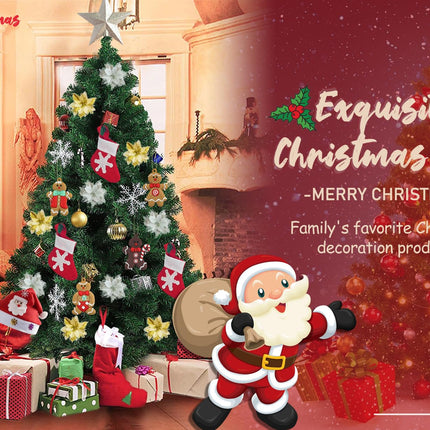 7.5ft Christmas Tree Unlit Arbol de Navidad 7.5 feet Artificial Xmas Tree with 1400 Tips Fluffy Spruce Tree with Decorations & Sturdy Stand Instead of Chucking Each Year, Green