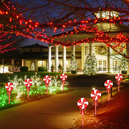 4PK 26" 160LED Lollipops Peppermint Pathway Markers Christmas Lollipops Pathway (26" 160 LED 4 Pcs)