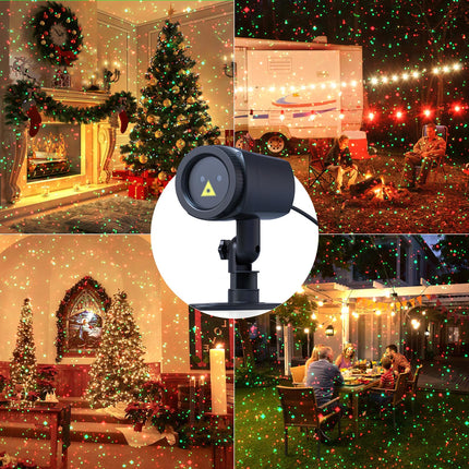 Christmas Projector Lights Outdoor, Firefly Show Christmas Decorations, Red and Green Stars Holiday Projector Lights, Waterproof Remote Timer, Garden Indoor Christmas Wedding Home Party