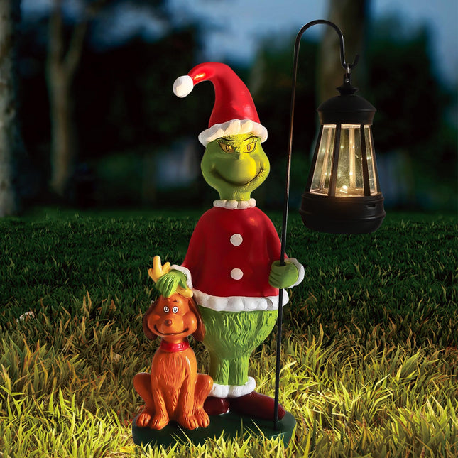 Christmas Decoration Solar Garden Statue Figurine with Light Décor for Outdoor Indoor Home Patio Porch(Style 2)