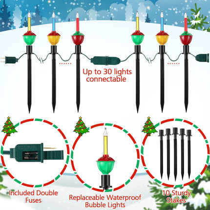 18 Feet Christmas Pathway Lights, 10 Bubble Lights Bulbs Plug in Walkway Lights, Connectable Waterproof Path Lights for Outdoor Yard Holiday Sidewalk Driveway Xmas Decoration