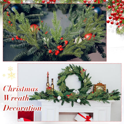 Yunlly 80 Pcs Christmas Artificial Pine Needle Branches 4 Styles Garland Greenery Plant Winter Fake Stems Xmas Tree Picks for DIY Wreath Centerpiece Vast Home Winter Wedding Party Decoration(Classic)