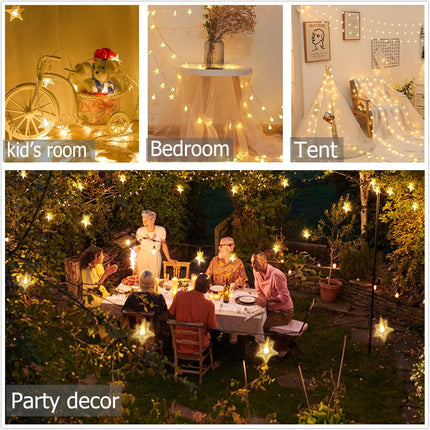 Star String Lights, 20Ft 40 LED Star Fairy Lights Battery Operated, Christmas Twinkle Lights Indoor Outdoor for Bedroom Canopy Patio Wedding Party Ramadan Home Decorations (Warm White)