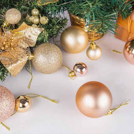 Rose Gold Christmas Ornaments, 69 PCS Christmas Tree Decorations Set, Christmas Balls Ornaments with a Tree Topper Star, Rose Gold Christmas Holiday and Party Decoration