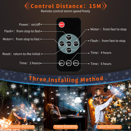 Trakxy Christmas Snowflake Projector Lights Outdoor Dynamic Owl Shape Rotating Snowfall LED Landscape Ceiling Light with Remote Control Timer for House Xmas Holiday Party Outside Decoration Projector