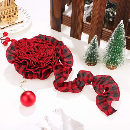 Tatuo 4 Rolls Plaid Christmas Tree Garland Rustic Craft Garland Christmas Tree Ribbon for Christmas Crafts Decoration, Floral Bows Craft, 9 Feet (Black and Red)