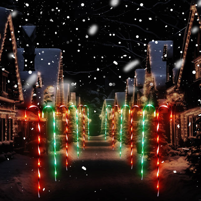 12 Pcs 36 Inch Giant Christmas Candy Cane Lights Christmas Pathway Walkway Lights Outdoor LED Decorations, Extra Large Yard Pathway Stake Lights for Lawn Garden Driveway Walkway Xmas Decor