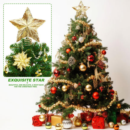 Christmas Tree Topper Star Gold Christmas Tree Decorations Large Champagne Star Topper 8 x 11 x 2 Inches Glitter Sequin Star Xmas Holiday Decor for Christmas Tree