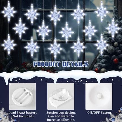 16 Pcs Bethlehem Christmas Window Star Lights Bulk LED Christmas Silhouette Hanging Window Lights with Suction Cups Plastic Lighted Star Tree Topper Decoration (Warm White)