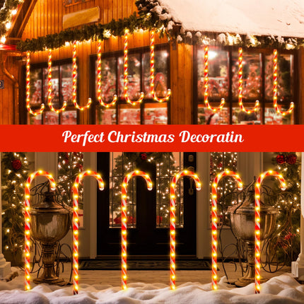 COOLWUFAN 40" Candy Cane Lights for Outdoor Christmas Decorations, Set of 12 Pack Extra-Large Candy Cane Pathway Lights, Lighted Candy Canes with Stakes and 168 Bright LED for Xmas Outside Decor