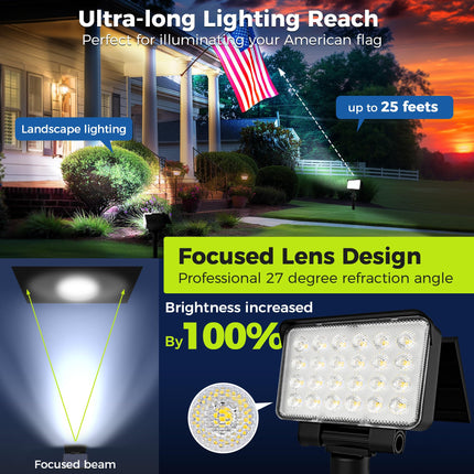 Solar Spot Lights Outdoor Waterproof for Flag, Tree, House, Garden, Yard, Landscape Spotlights for Accent Uplighting Halloween Christmas Decorations-2 Pack