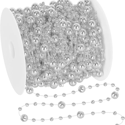 100 Feet Christmas Tree Decorations, Christmas 2 Sizes Hanging Beads Garland Chain, Christmas Tree Beads Trim Garland Decoration for Home Mantle Fireplace Wreath Xmas Tree Decor Supplies