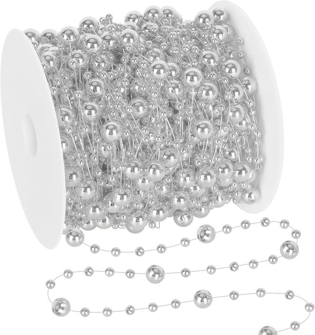 100 Feet Christmas Tree Decorations, Christmas 2 Sizes Hanging Beads Garland Chain, Christmas Tree Beads Trim Garland Decoration for Home Mantle Fireplace Wreath Xmas Tree Decor Supplies