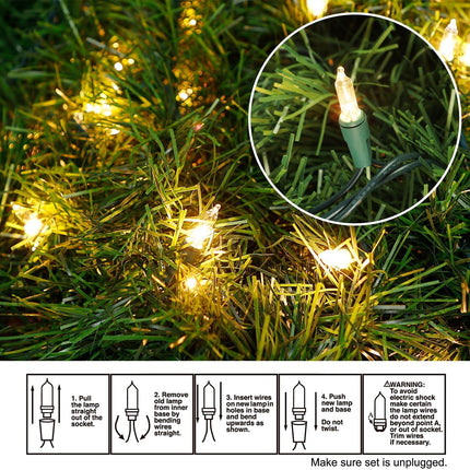 Biswing 50FT Pre-lit Christmas Green Garland, Lighted Artificial Pine Garlands with 100 Count Clear Incandescent Mini Lights, Light Up for Indoor Outdoor Gate Home Winter Holiday Year Decorations