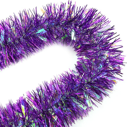 ARCCI 26.2ft Purple Christmas Tinsel Garlnad, Thick Sparkly Metallic Twist Ceiling Tinsel Garland with Reflections Shiny Filament, Glitter Christmas Tree Hanging Tinsel Ornaments Decorations