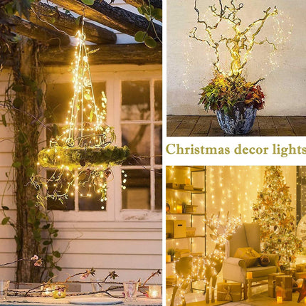 Solar Waterfall Fairy Bunch Lights Outdoor Waterproof 200LEDs 8 Modes Watering Can Light (NO CAN), Solar Powered String Lights Firefly Vine Christmas Tree Garden Decorations Gardening s For Mom