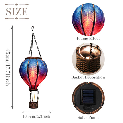 TERESA'S COLLECTIONS Hot Air Balloon Solar Lantern for Garden Decor Halloween Christmas Party,Flickering Flame Hanging Solar Light for Outdoor ,Blue & Purple Plastic Lamp for Yard Tree, for Mom