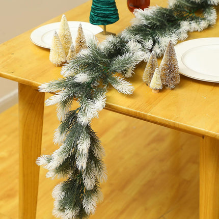 Cindeer 2 Pcs 6 Ft Christmas Cedar Garland Artificial Snow Pine Garland Christmas Gradient Cypress Garland for Mantel Fireplace Table Runner Centerpiece Decor Holiday Christmas Tree Decorations