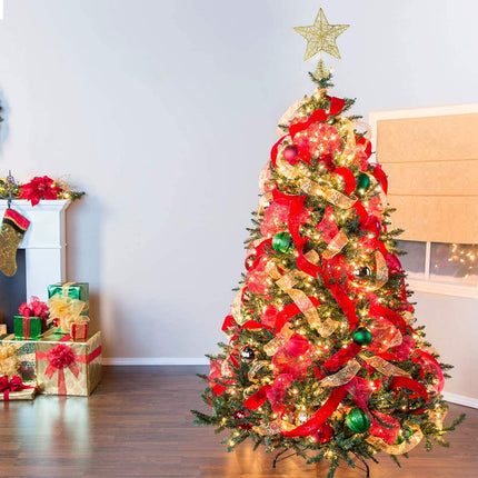 2 Pack Christmas Tree Star Topper, Gold and Silver Glittered Metal Christmas Glitter Star Ornament Treetop Decoration Fit for General Size Christmas Tree - 6 Inches