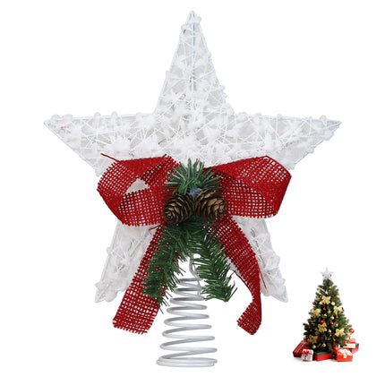 Christmas Tree Topper Star, 11Inch Christmas Tree Decoration Ornaments, Lighted Christmas Treetop with 10 Lights, for Christmas Xmas Tree Home Bar Shop Office（with Flower