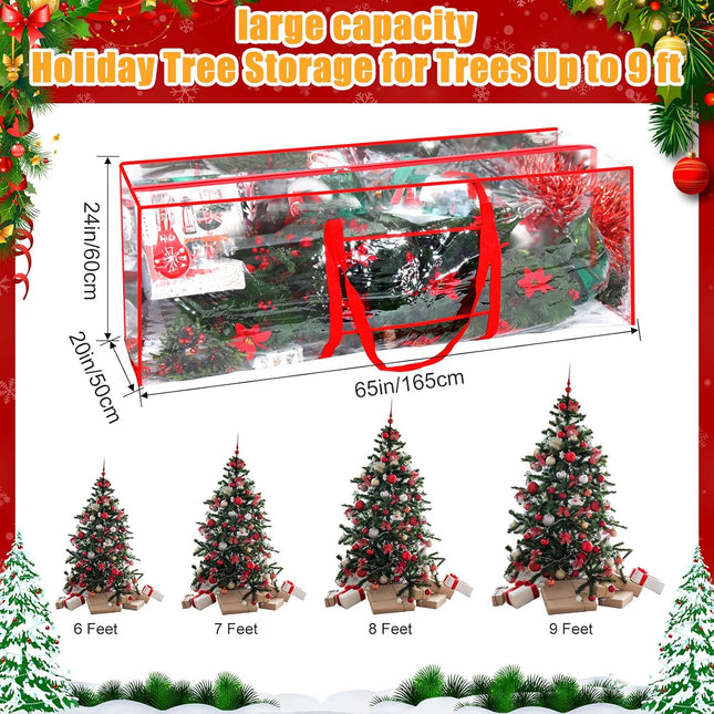 Sadnyy 2 Pcs Clear Christmas Tree Storage Bag 9ft Christmas Tree Storage Containers Waterproof Christmas Tree Bag for Storing Christmas Tree, Garland, Holiday Decorations