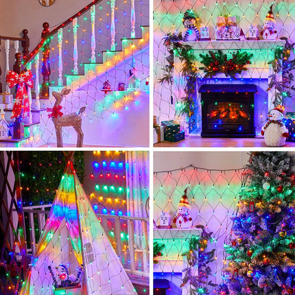 Brightown Outdoor Christmas Net Lights, 12FT x 5FT, 360 LED Waterproof Mesh Fairy Lights with Remote, 8 Modes, Connectable Multi-Color Christmas Lights for Trees, Bushes, Yards, Fences