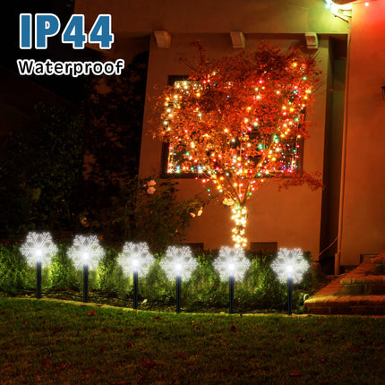Macarrie 20 Pcs Solar Christmas Snowflake Pathway Lights Outdoor LED Christmas Decorations Waterproof Stake Lights Xmas Decorative Lights for Garden Yard Christmas Decor(White Light)