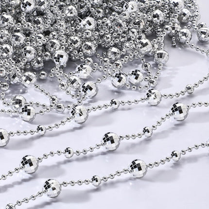 180 ft Christmas Beaded Garland Shiny Beads Strand for Christmas Tree Beaded Christmas Tree Garland Silver String Beads for Xmas Decorations DIY Ornaments Fireplace Wedding Party