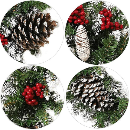 Christmas Wreath Outdoor,18 inch Christmas Wreath, Prelit Christmas Wreath with Lights, Small Artificial Xmas Wreath ,Winter Snowflake Christmas Wreath for Door Hanging Christmas Decoration