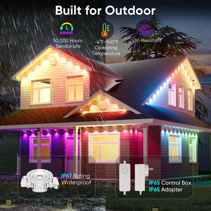 Permanent Christmas Lights Outdoor 100ft, Permanent Outdoor Lights with App/Remote Control, Smart Eave Lights with 72 LED Beads, IP67 Waterproof Outdoor Lighting for Holiday, Christmas, Daily