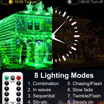 JXLEDAYY 1000 LED Christmas Lights, 403 FT Christmas Lights Outdoor Waterproof 8 Modes Timer LED String Lights for Xmas Tree Wedding Holiday Party Thanksgiving Decoration-Green