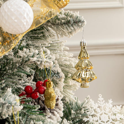 114 Pcs White and Gold Christmas Ball Ornaments Set, Xmas Tree Ornament Bulk Decoration, Shatterproof Decorative Hanging Baubles for Party Holiday Wreath Garland Home Decor