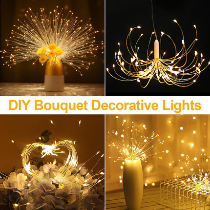 Firework Lights, 8 Pack LED Copper Wire Fireworks Lights Fairy Lights Christmas Fireworks Hanging Dimmable String 8 Modes Waterproof with Remote Control for Christmas Wedding Garden