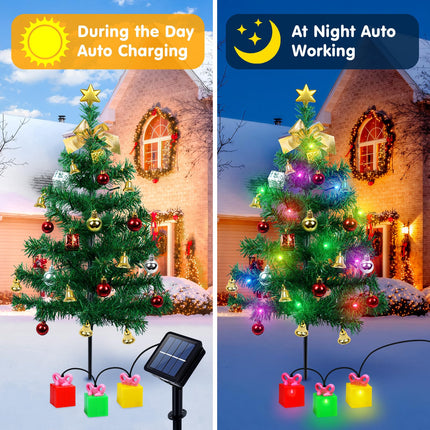 Ninonly 2 Pack Solar Christmas Trees Light,Waterproof 31Inch Solar Garden Christmas Outdoor Lights with 60 LEDs 8 Modes Solar Mini Christmas Tree for Yard Porch Pathway Grave Outside Decoration