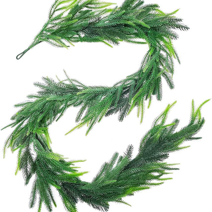 Norfolk Pine Garland - 8.86ft Artificial Christmas Garland Long Faux Greenery Garland,Real Touch Norfolk Pine Wreath,for Holiday, Fireplace, Mantle, Window, Stairs, Indoor, Outdoor Decor