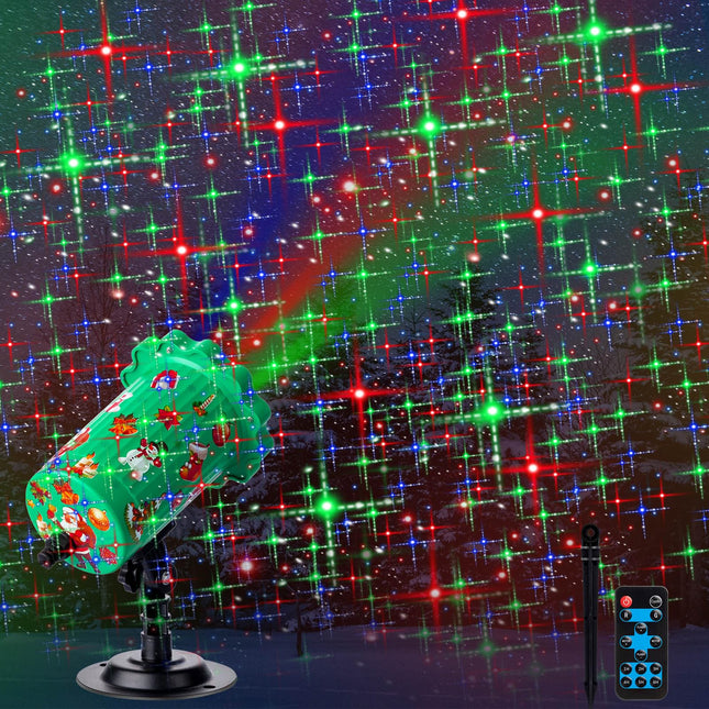Treela Christmas Projector Lights Outdoor Starry Waterproof Projection Light with Remote Control LED Outdoor Light Projector Landscape Spotlights for Xmas Yard Party(Cross Light,Red, Green, Blue)