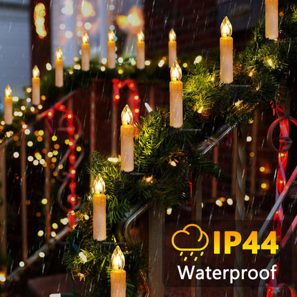Christmas Tree Candles Lights, 9.85ft 10 LED Flameless Candle Lights, 8 Lighting Modes Battery Clip-on Candle Lights, Timer LED Candles Lights for Xmas Tree Wedding Party Decor, Warm White