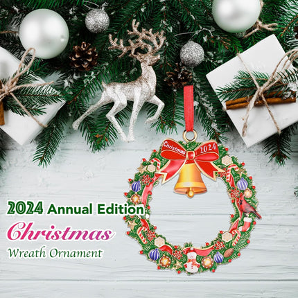 Venhoo Christmas Ornament Decoration for Christmas Tree Hanging Gold Metal Christmas Wreath Keepsake Annual Ornaments Holiday Decorative Xmas s for Family Friends