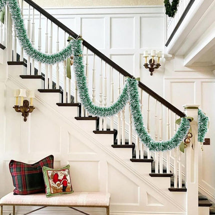50FT Christmas Decorations Tinsel Garland Green Tinsel Garland Christmas Tinsel Garlands Tinsel Twist Garland for Indoor for Xmas Tree Holiday Disco Party Christmas Decor