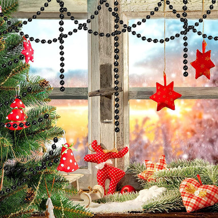 32.8 Feet Christmas Bead Garland Xmas Artificial Pearls Beads Garland Christmas Tree Garland Chain Decorations for Xmas Tree Holiday Wedding DIY Decoration Supplies (Black)