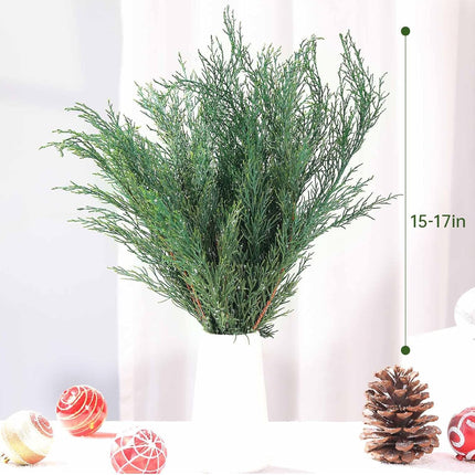 Preserved Real Pine Leaves Branches, 17'' Natural Pine Needles Green Plants, 3.5OZ Greenery Pine Twigs Stems, Evergreen Pine Picks for Christmas Garland Wreath Home Wedding Decor Floral Arrangements