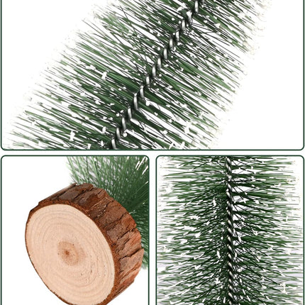Bottle Brush Trees, Vlorart 4PCS Desktop Miniature Pine Tree Small Pine Tree with Wooden Bases Mini Christmas Bristle Brush Tree for Xmas Holiday Party Home Tabletop Tree Decor