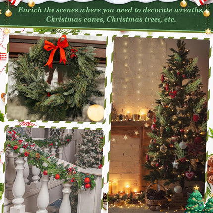 Giegxin 300 Pcs Artificial Pine Branches Christmas Greenery Sprigs and Twigs 13.39 Inch Faux Christmas Picks Pine Stems Bulk DIY Accessories for Holiday Xmas Tree Wreath Garland Home Garden Decoration