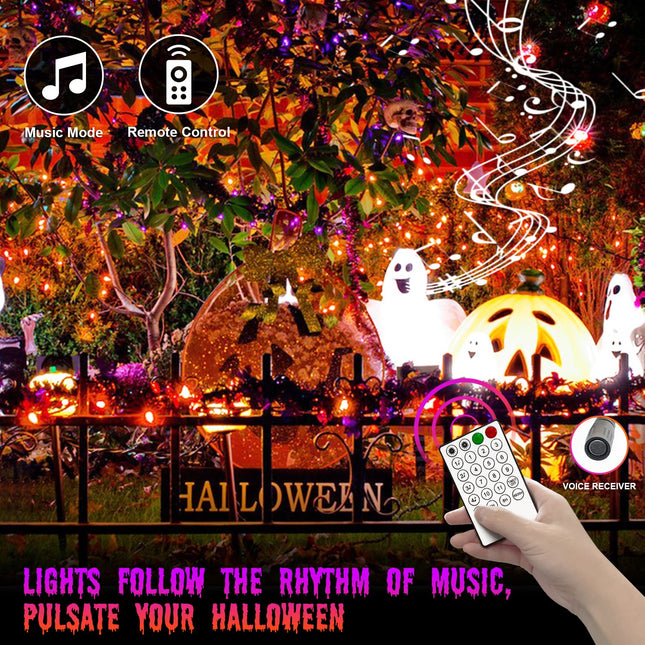 JMEXSUSS 250 LED Orange and Purple Halloween Lights: 11 Modes Halloween String Lights Outdoor Waterproof with Remote Control - 91.5ft Orange Purple Lights for Garden Patio Holiday Party
