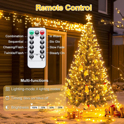 JMEXSUSS 2 Pack Fairy Lights Battery Operated with Remote, Total 400 LED 132ft Battery Powered Christmas String Lights, Twinkle Fairy Lights for Christmas Tree Bedroom Indoor Outdoor Decor, Warm White